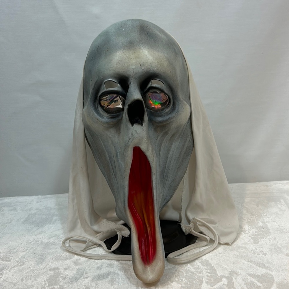 Long Ghoul Ghost Face Vintage Holographic Eyes Halloween Mask.